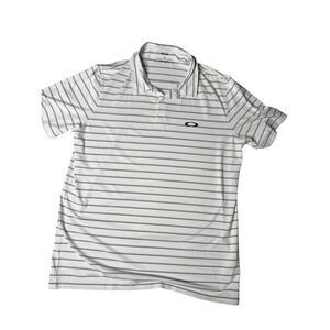 Oakley Striped Golf Polo Shirt‎ Regular Fit Moisture Wicking Large